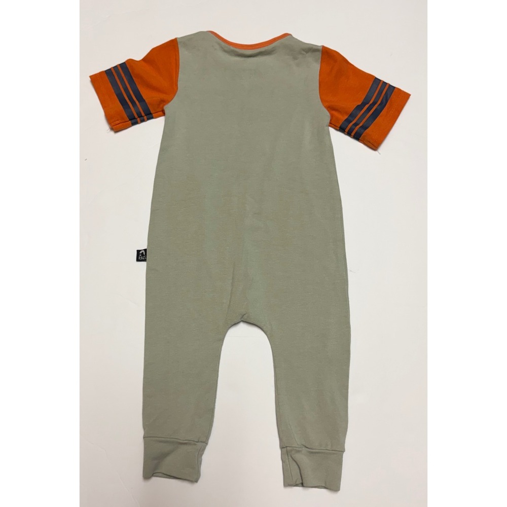 RAGS Kids Sage Green Orange Mascot Bird Graphic Romper 6-12 Months - Picture 4 of 6